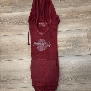 Hard Rock Hotel Burgundy Hooded Long Sleeve Top